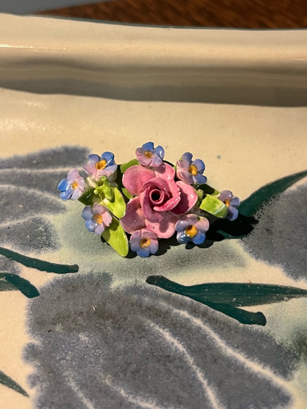 Vintage Floral Bone China Porcelain Brooch - Women Jewelry